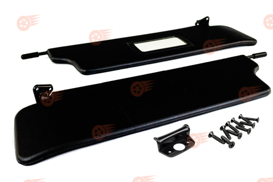 Козырьки солнцезащитные черные с зеркалом, центральным кронштейном и комплектом саморезов на Лада Нива 4х4 1993-2019 г.в._1