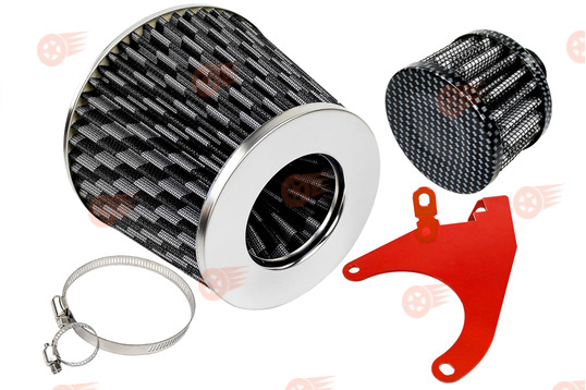 Комплект фильтров нулевого сопротивления под карбон MR (воздушный и картерных газов) с красным кронштейном Sal-Man на 8кл ВАЗ 2108-2115, Лада Гранта, Гранта FL, Калина, Калина 2, Приора_1