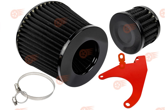 Комплект черных фильтров нулевого сопротивления MR (воздушный и картерных газов) с красным кронштейном Sal-Man на 8кл ВАЗ 2108-2115, Лада Гранта, Гранта FL, Калина, Калина 2, Приора_1