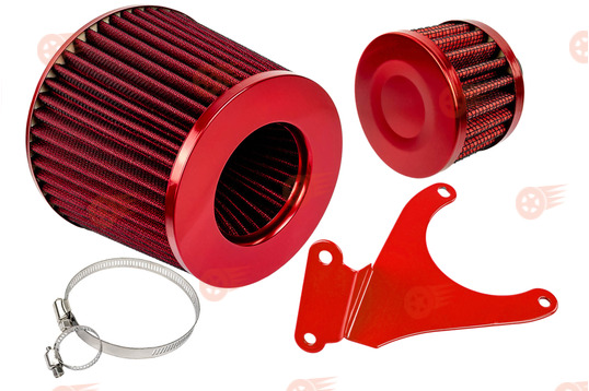 Комплект красных фильтров нулевого сопротивления MR (воздушный и картерных газов) с красным кронштейном Sal-Man на 16кл ВАЗ 2110-2112, 2113, 2114 Супер-Авто, Лада Гранта, Гранта FL, Калина, Калина 2, Приора_1