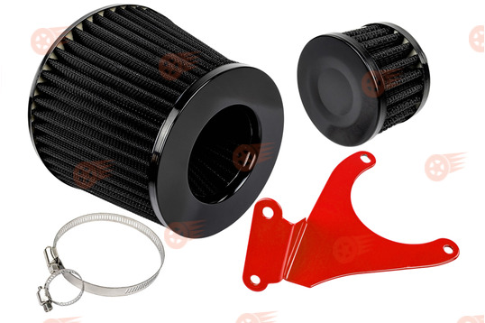 Комплект черных фильтров нулевого сопротивления MR (воздушный и картерных газов) с красным кронштейном Sal-Man на 16кл ВАЗ 2110-2112, 2113, 2114 Супер-Авто, Лада Гранта, Гранта FL, Калина, Калина 2, Приора_1