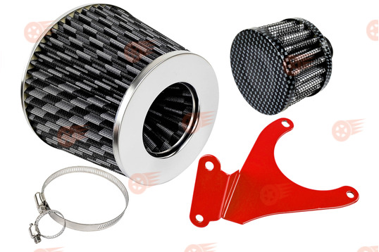 Комплект фильтров нулевого сопротивления под карбон MR (воздушный и картерных газов) с красным кронштейном Sal-Man на 16кл ВАЗ 2110-2112, 2113, 2114 Супер-Авто, Лада Гранта, Гранта FL, Калина, Калина 2, Приора_1