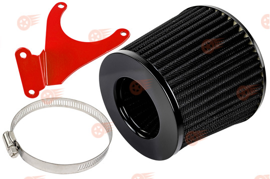 Комплект черного воздушного фильтра нулевого сопротивления MR с красным кронштейном Sal-Man на 16кл ВАЗ 2110-2112, 2113, 2114 Супер-Авто, Лада Гранта, Гранта FL, Калина, Калина 2, Приора_1