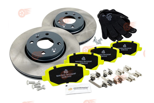 Комплект передних керамических тормозных колодок МАВИКО PRO с вентилируемыми колесными дисками R15 Standart на Лада Веста, Икс Рей Кросс, Ларгус, Ларгус FL до 2023 г.в., Renault Logan_1