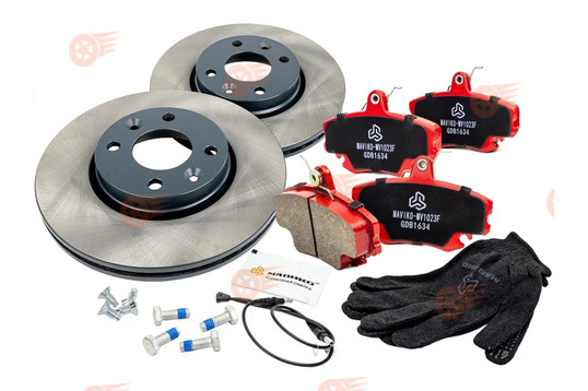 Комплект передних тормозных колодок МАВИКО с вентилируемыми колесными дисками R15 Standart на Лада Ларгус, Renault Logan с двигателем K7M_1