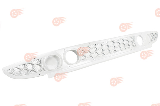 Решетка переднего бампера нижняя Соты под 2 комплекта ПТФ на Лада Приора_1