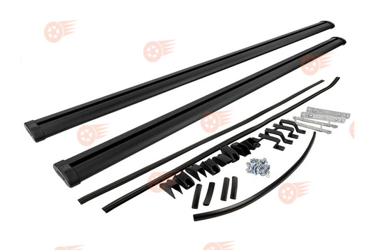 Поперечины аэродинамические черные 1400 мм на рейлинги с просветом с креплением Скоба АПС АЭРО универсальные_1