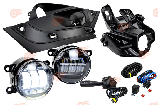 Комплект подключения ПТФ ML Auto Light Technology с подрулевым переключателем, противотуманными фарами Sal-Man 65W, рамками и кронштейнами на Лада Веста_1