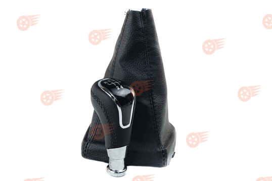 Ручка КПП в стиле Vesta с пыльником, черная строчка, вставка хром Sal-Man на ВАЗ 2113-2115 с кулисой_1