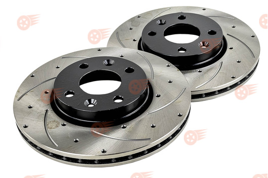 Диски тормозные передние R15 вентилируемые, с насечками и перфорацией АТС-SPORT BLACK на Лада Веста, Веста NG, Икс Рей, Искра, Ларгус, Ларгус FL, Нива Тревел с 2026 г.в., Renault Logan, Sandero, Megane, Clio, Nissan Micra, Note, Tiida_1