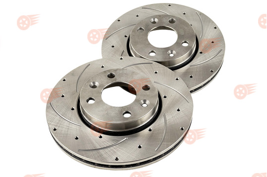 Диски тормозные передние R15 вентилируемые, с насечками и перфорацией АТС-SPORT на Лада Веста, Веста NG, Икс Рей, Искра, Ларгус, Ларгус FL, Нива Тревел с 2026 г.в., Renault Logan, Sandero, Megane, Clio, Nissan Micra, Note, Tiida_1