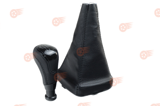 Ручка КПП в стиле Vesta с пыльником, черная строчка, черная вставка Sal-Man на ВАЗ 2113-2115 с кулисой_1