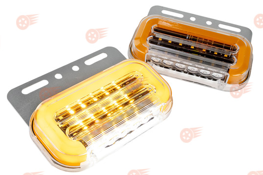 Комплект диодных боковых габаритных фонарей (12v) с подсветкой колеса в металлическом корпусе, 2 шт на грузовой транспорт_1