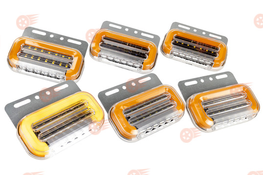 Комплект диодных боковых габаритных фонарей (12v) с подсветкой колеса в металлическом корпусе, 6 шт на грузовой транспорт_1